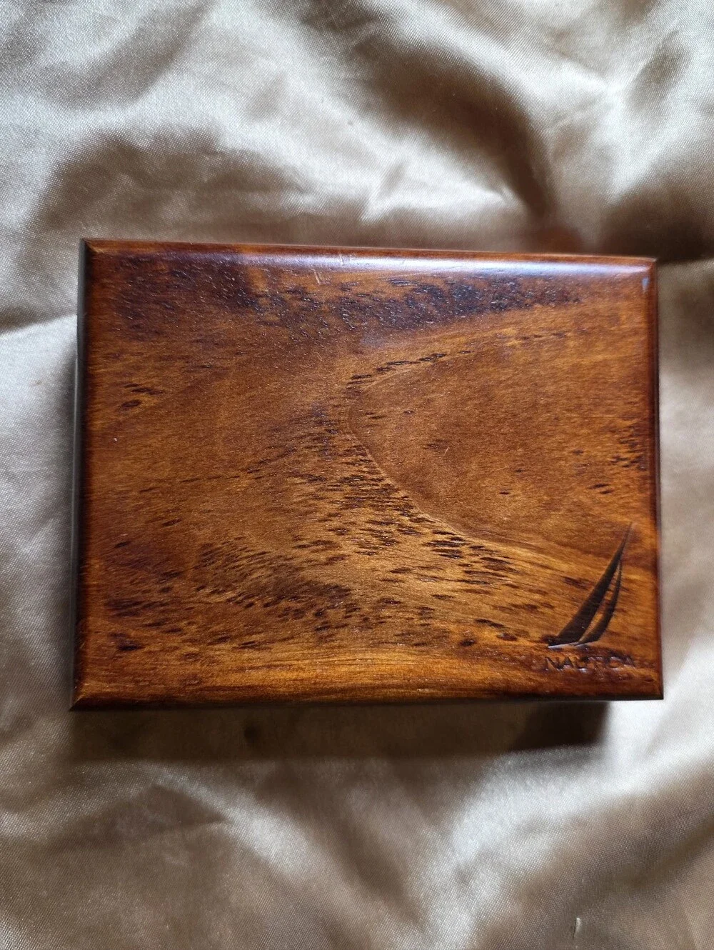 Nautica Polished Wooden Jewelry Box in Warm Brown Finish